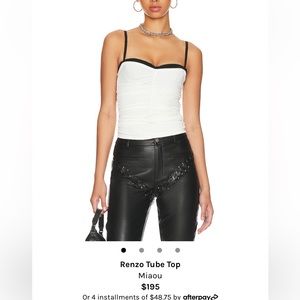 Miaou White Ruched Renzo Tube Top with Black Trim